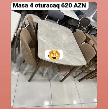 Açılmayan, Dördbucaq masa, 4 stul