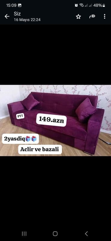 mebeller qiymetleri ile: Divan, Yeni, Parça, Ödənişli çatdırılma — 1