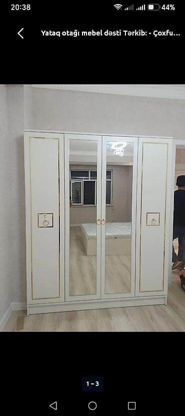 pastelər: Yeni, 4 qapılı, Güzgülü, Ağ, Açılan, Düz dolab — 1