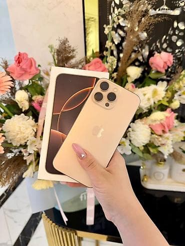 iphone 16 sadə: İphone 16 pro max 512 (şampan/qızılı-bej rəng tonlu, üçlü arxa kamera — 1