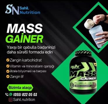 гейнер купить баку: Gainer Run Nutrition, Çəki: 2501 - 3000 g, Yeni — 5