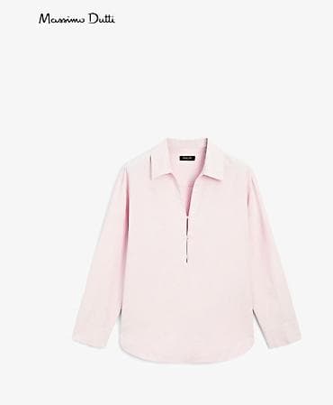 Massimo Dutti qadın köynəyi – açıq çəhrayı rəng. - Model: oversize — 2