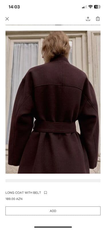 Baş geyimləri: Palto, Zara, M, rəng - Qəhvəyi — 5