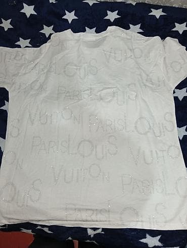 imagination louis vuitton qiyməti: Ağ rəngli qısaqoll T‑şört - Üzərində gümüşü parıltılı daşlarla — 2