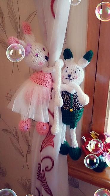 en ucuz jaluzi perde: Məhsul: Əl işi toxunma dovşan cütlüyü (pərdə tutacağı/oyuncaq) — 1