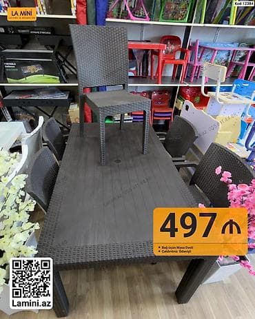 desmalar: Bağ üçün masa dəsti - Material: rattan toxumasına bənzər dayanıqlı — 1