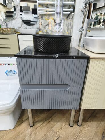 moydadır qiymətləri: Məhsul: Hamam üçün lavabo dəsti – şkaf + üst masa + qab tipli lavabo — 1