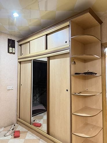 dekor ref: 3 qapılı, Güzgülü, Bej, Digər material, Kupe, Düz dolab — 1