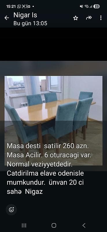 кухонные стулья: Mebel dəsti: açılan masa və 6 ədəd stul. - Masa açılır (ölçünü — 1