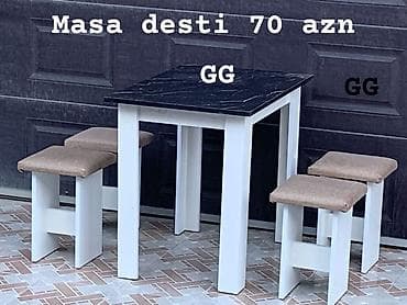 quxna mebel: Mətbəx üçün, Yeni, Açılmayan, Kvadrat masa, 4 stul — 3