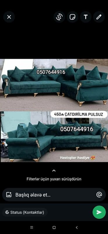 Sifarişlə divanlar: Künc divan, Qonaq otağı üçün, Parça, Bazalı, Açılan, Kitab — 1