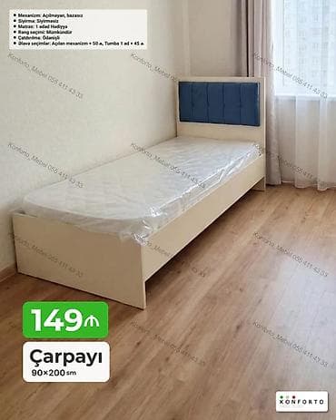 sunger: Çarpayı – 90×200 sm - Model: tək nəfərlik çarpayı - Ölçü: 90×200 sm - — 1