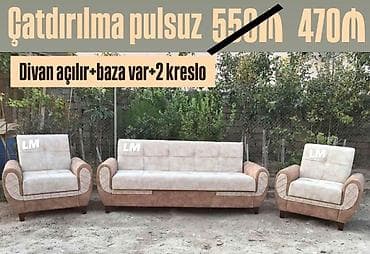 Divan + 2 kreslo Endirim fürsəti💣 370₼ Yeni və sifarişlə 💥 Kitab