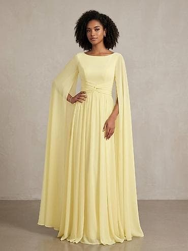 Donlar: Zərif uzun ziyafət geyimi – açıq limon sarısı rəngdə - Model: yerdən — 1