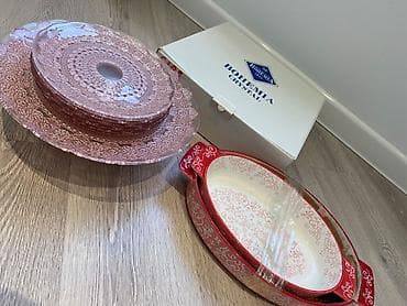 perde ikinci el: Bohemia Crystal şirniyyat və servis dəsti + keramika bişirmə qabları — 1