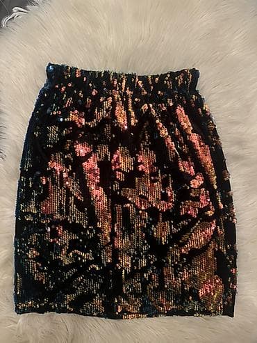 cizme: Payetli ətək - Model: Mini ətək, düz kəsim - Parça: Qara əsas — 5