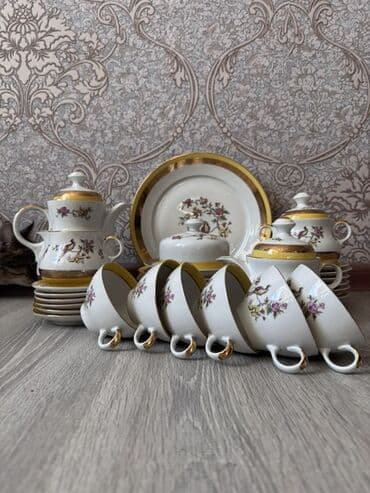 havanın temperaturunu ölçən cihaz: Çay dəsti, rəng - Ağ, Farfor, 6 nəfərlik — 1