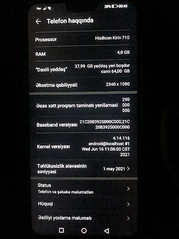 redmi telfonu: Honor 8X, 64 GB, rəng - Qırmızı, Sensor, Barmaq izi, İki sim kartlı — 4