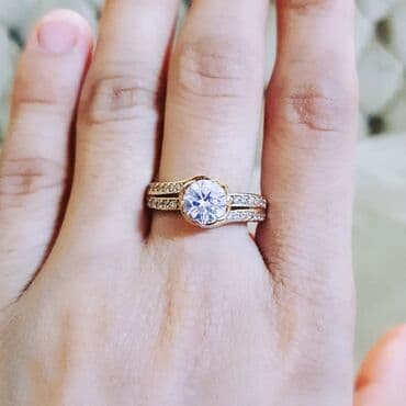 tək qaş: Nişan, Üzük, Sarı qızıl, 585 Əyar — 1