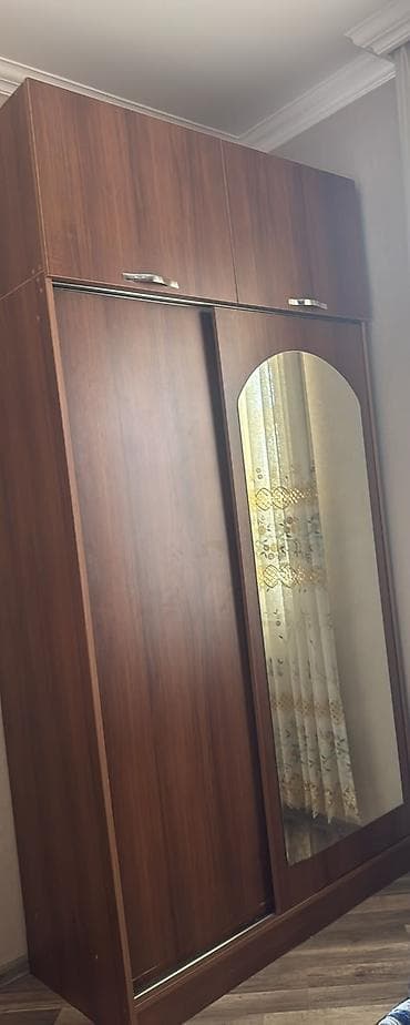 İki qapılı sürgülü qarderob - Material: taxta teksturalı