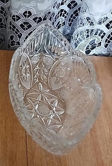 dib: Kristal qab dəsti - Material: qalın, kəsim naxışlı şəffaf kristal — 2