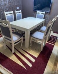 masa 2ci əl: Qonaq otağı üçün, İşlənmiş, Açılmayan, Dördbucaq masa, 6 stul — 1