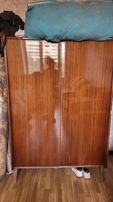2 qapılı, Qəhvəyi, Taxta, Açılan, Düz dolab