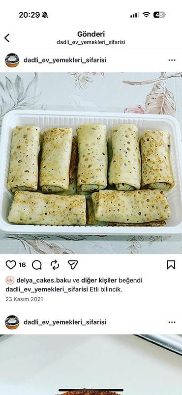 İçkilər: Ənənəvi ev yeməkləri və şirniyyatları sifarişi Menyu nümunələri: - — 4