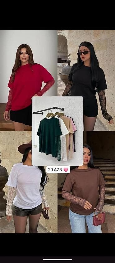 boş şalvar: Məhsul: Qadın T-shirt – dantel qol detalı • Dizayn: Klassik, boş — 1