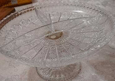 мох: Şüşə servis qabı – ayaqlı, bölməli - Material: qalın, şəffaf şüşə — 1