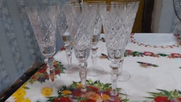 ev eşyalari: Kolleksiya şüşə qablar dəsti - Klassik kəsimli uzun qədəhlər – 6 — 1