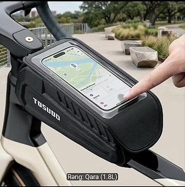 Велоаксессуары: Velosiped üçün suya davamlı telefon üçün çanta – TUSUUD (rəng: qara — 8
