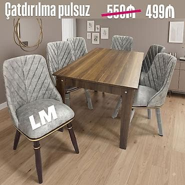 stol ustul: Möhtəşəm masa dəsti👑 Yüksək keyfiyyətlə Qiymət : Masa 90x1.70+6 — 1