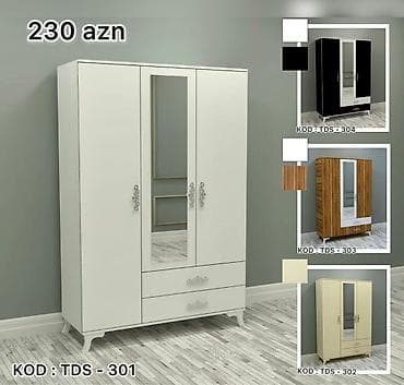 Новый, 3 двери, С зеркалом, Белый, Распашной, Прямой шкаф at lalafo.az Новый, 3 двери, С зеркалом, Белый, Распашной, Прямой шкаф