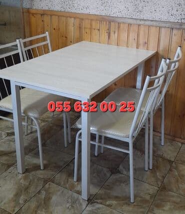endirimde olan mebeller: Yeni, Kvadrat masa, 4 stul, Açılmayan, Stullar ilə, Dəri, Azərbaycan — 6