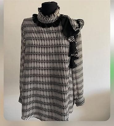 Qadın köynəyi/bluz - Rəng: qara-ağ - Naxış: təkrarlanan həndəsi motiv