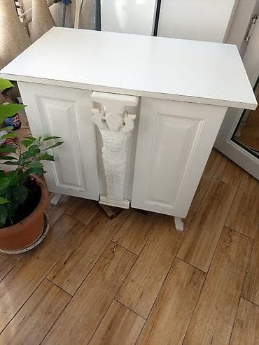 ucuz dolap: Ağ rəngli klassik üslublu konsol/kiçik şkaf. - Material: MDF/taxta — 1