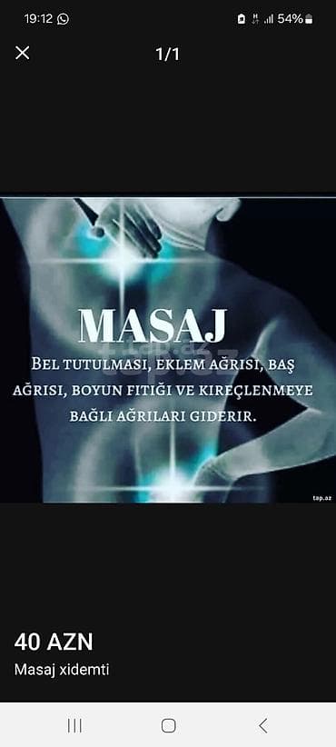 ucuz ev temiri: Səyyar eve gelebilen masajist xanim lazimdi ozum ucun yasim 33 adi — 1