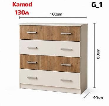 Kamod G_1 - Ölçülər: 100 sm (eni) x 80 sm (hündürlük) x 40 sm