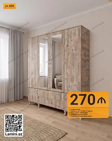 4 qapılı şkaf – LA MINI - Ölçülər: D 40 × H 200 × U 160 sm - Rəng at lalafo.az 4 qapılı şkaf – LA MINI - Ölçülər: D 40 × H 200 × U 160 sm - Rəng