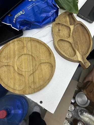 leziz cerez: Taxtadan çoxbölməli ləbləbi qabları dəsti - Material: təbii ağac - — 1