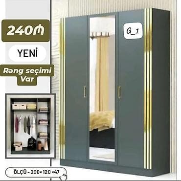 Üç qapılı paltar şkafı – model G_1 - Ölçü: 200 × 120 × 47 sm -
