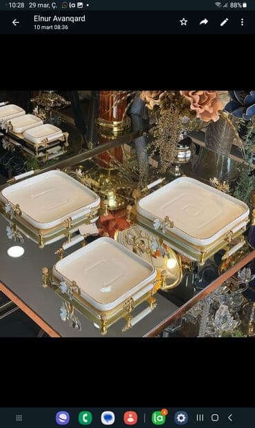 Alətlər: Servis qabı Türkiye istehsalı Material:Farfor keramika Qızılı hisseler — 2