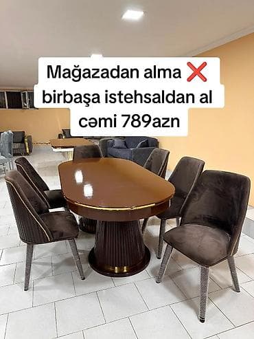 stul bar: Qonaq otağı üçün, Yeni, Açılmayan, Oval masa, 6 stul — 1