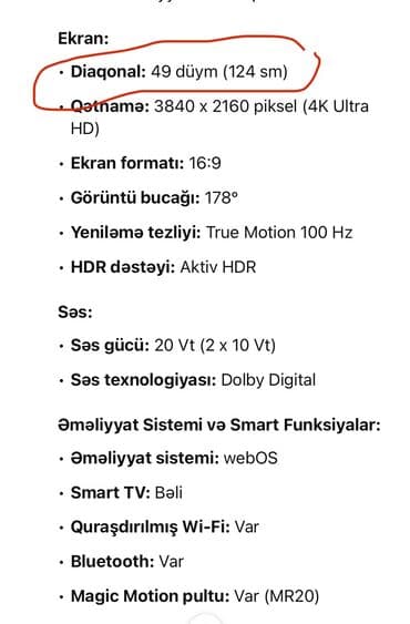 texnomart gence: İşlənmiş Televizor LG LED ekran 49" 4K (3840x2160), Ünvandan götürmə — 6
