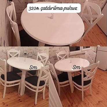 stul tekerli: Mətbəx üçün, Yeni, Açılmayan, Dördbucaq masa, 4 stul — 4