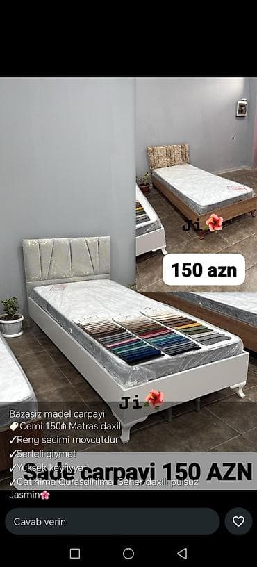 tək carpayi: Yeni, Təknəfərlik çarpayı, Bazasız, Matras ilə — 2