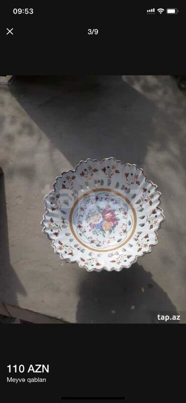 meyvə şəkilləri: Məhsul: Porcelan ayaqlı meyvə qabı - Material: ağ porcelan - Dizayn — 2