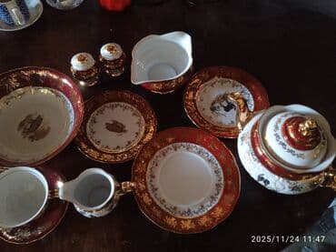 qazan dəsti: Çay dəsti, rəng - Qırmızı, Farfor — 1