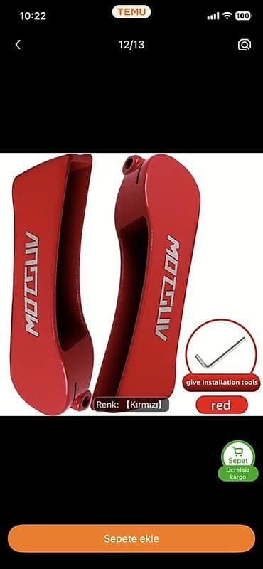 byd universal: MOTGUV qırmızı əyləc kaliperi örtükləri (cüt) - Material: Yüngül — 1